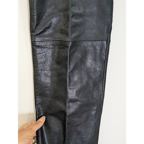 Vintage Frye Black Leather Lined Pants Size 6 Moto City Straight Leg Riding - Picture 3 of 8